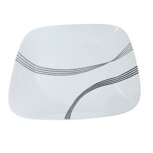Corelle Urban Arc 10.5" Square White Dinner Plates Set of 5 Gray/Black Stripes